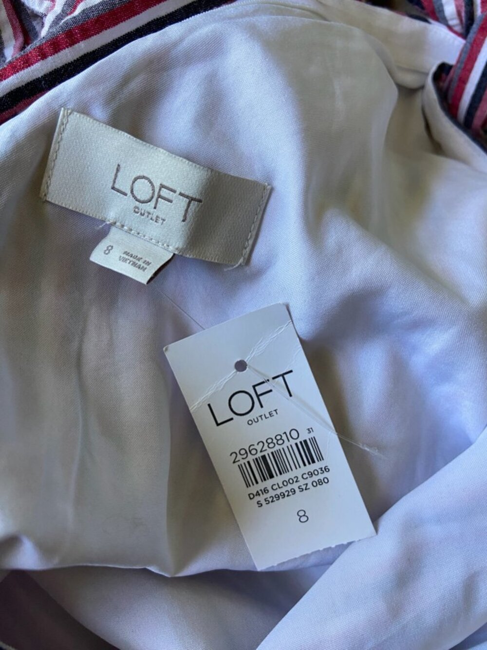 NWT Womens LOFT Red Striped One Shoulder Halter Dress Sz 8 - Picture 5 of 6